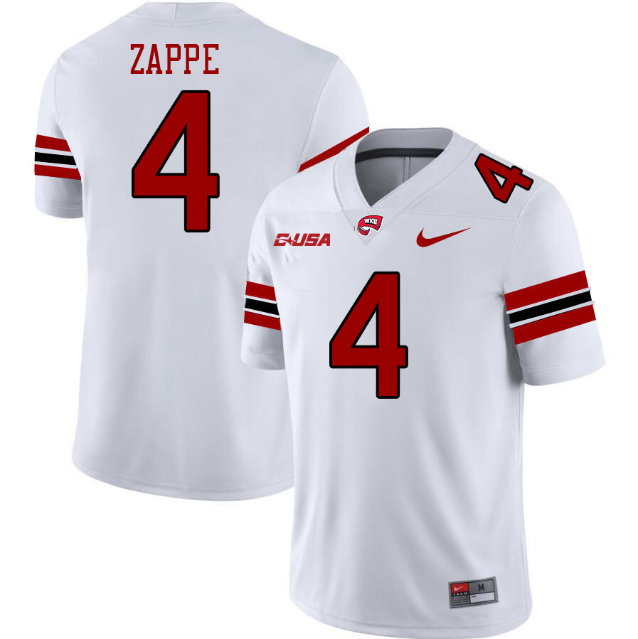 Western Kentucky Hilltoppers #4 Bailey Zappe College Football Jerseys Stitched Sale-White